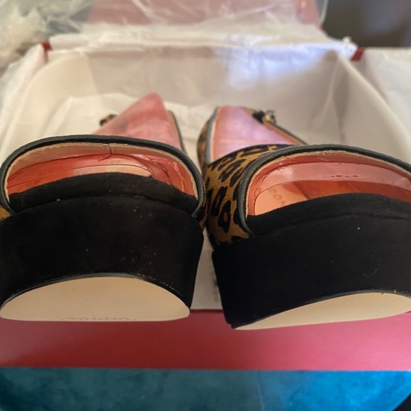 Sacha London Heel Pump Peeptoe Slingback Platform Leopard Leather Suede Elga - Picture 6 of 16